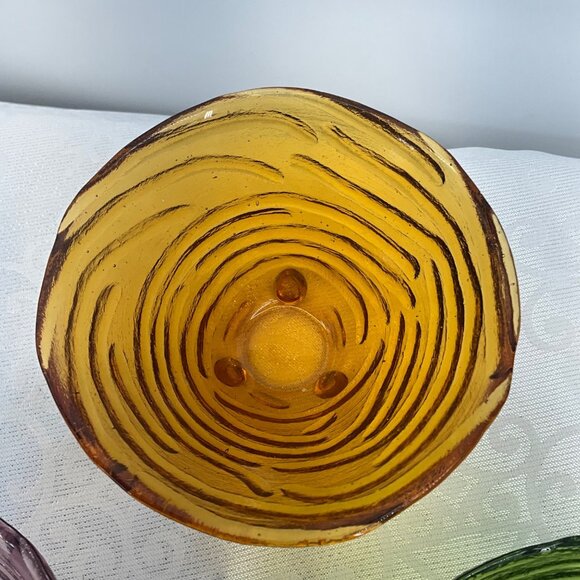 MyCo Colorful Swirl Pattern Glass Bowls Footed Set/4 - Picture 5 of 9